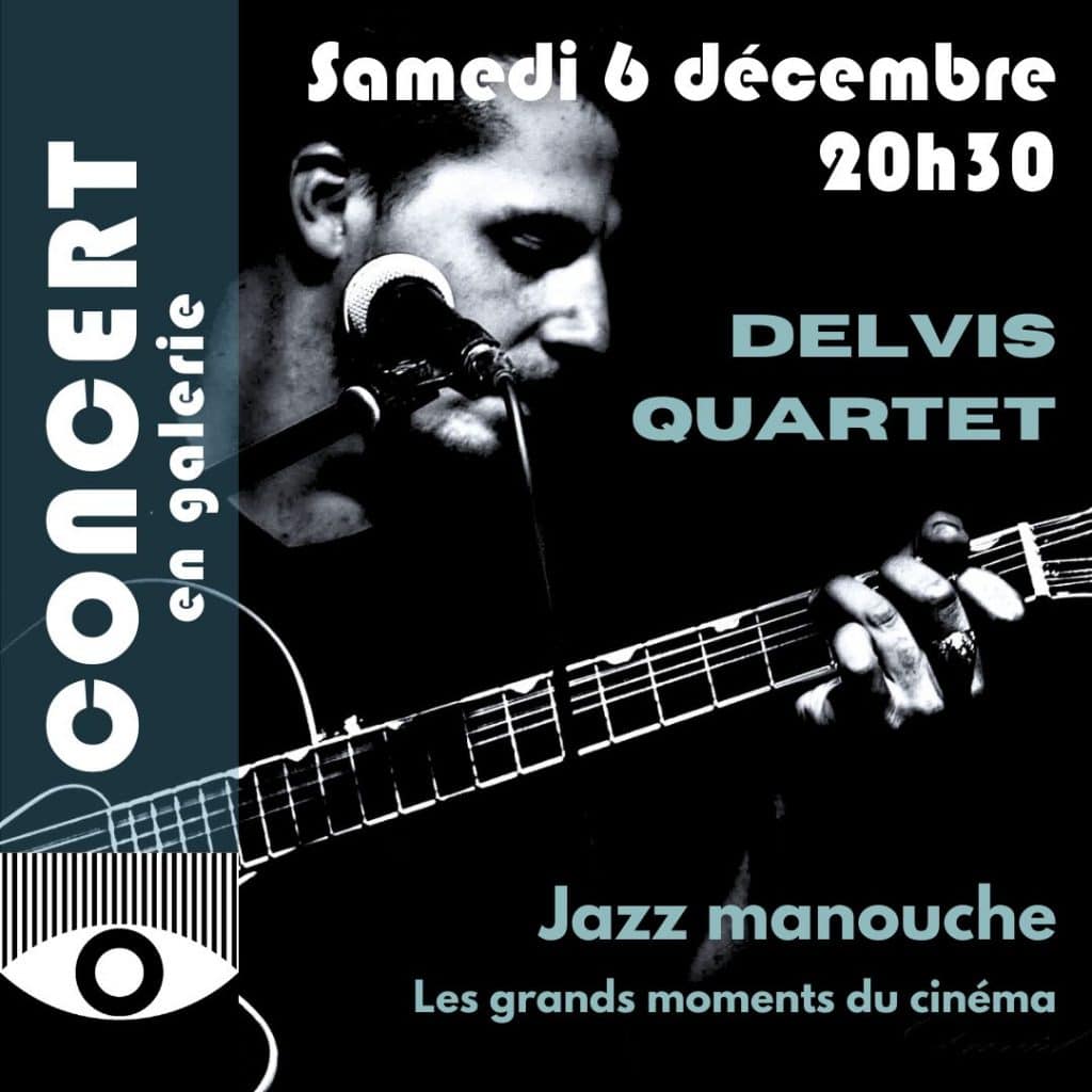 Concert de Delvis Quartet, samedi 6 décembre 2025 chez Artcoblan à 20h30, repas sur place possible à partir de 19h.